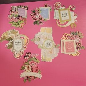 Anna Griffin Welcome Baby Collage Card Toppers.  Set Of 12. (0190)